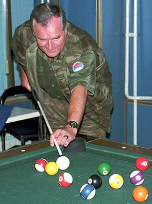 Ratko Mladic: 1 September 1995: Mladic playing pool in the town of Mali Zvornik
