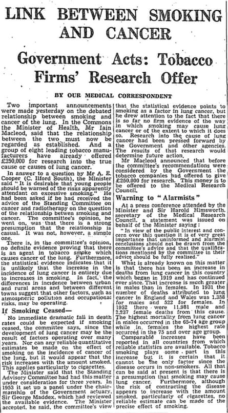 when did they discover cigarettes cause cancer 13 February 1954: Government announces link between smoking and cancer | Newspapers when did they discover cigarettes cause cancer 13 February 1954: Government announces link between smoking and cancer | Newspapers