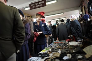 1940s re-enactment: A woman shops at a vintage stall at the Bury Transport Museum 