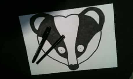 A hand-drawn badger mask