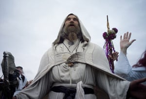 Summer solstice: A druid prays for peace during incantations at the solstice ceremony 