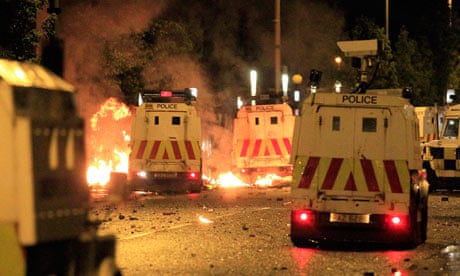 Police vans in Belfast