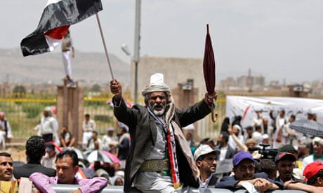 An anti-government protestor in Sana'a, Yemen, 3 June 3, 2011.