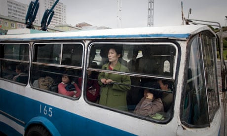 Woman on a bus in Pyongyang