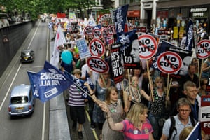 National strikes: Thousands of public sector workers and teachers march through London