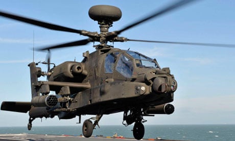 An Army Air Corps Apache attack helicopter on HMS Ocean