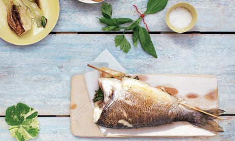 Mark Sargeant's stuffed sea bream with roast potatoes and fennel recipe, Fish
