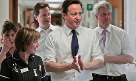 David Cameron, Nick Clegg and health secretary Andrew Lansley