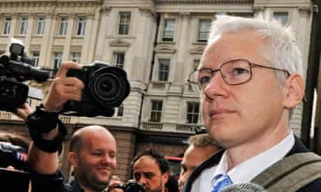Julian Assange at high court in London