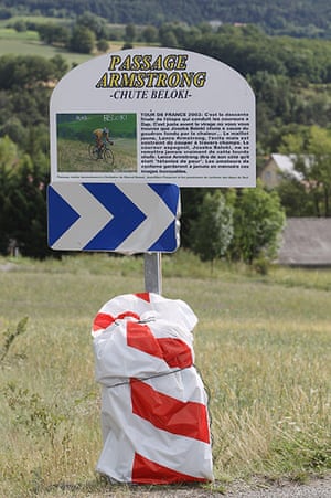 Tour de france stage 16: A signpost erected by amateur cyclists on Col du Mense 