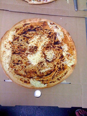 Religious Faces: Jesus face in a pizza, Brisbane, Australia, April 2011
