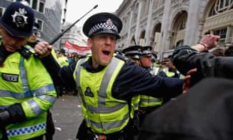 Police at the G20 protests in London in April 2009
