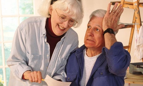 Older couple work on a home improvement project