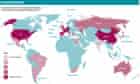 World map of economic danger zones
