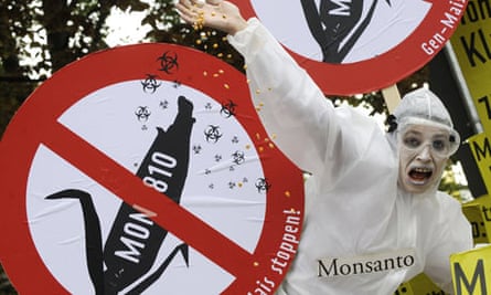 An activist protests against US biotech giant Monsanto