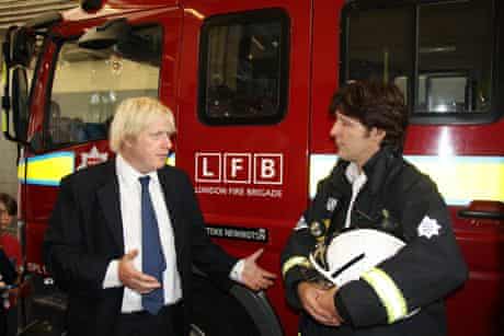 Boris Johnson at Stoke Newington fire station