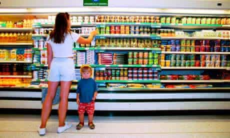 mother and child in supermarket