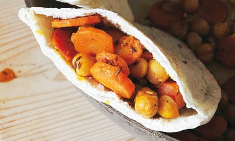 HFW: Spicy carrot and chickpea pitta pocket