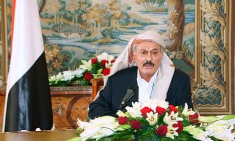 Yemen's President Ali Abdullah Saleh delivers a televised speech 
