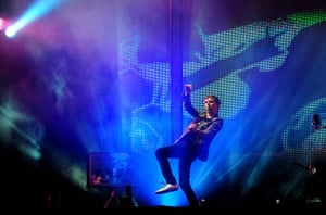 Reading/Leeds festival: 26 August: Matt Bellamy and Muse perform on the Main Stage at Leeds 
