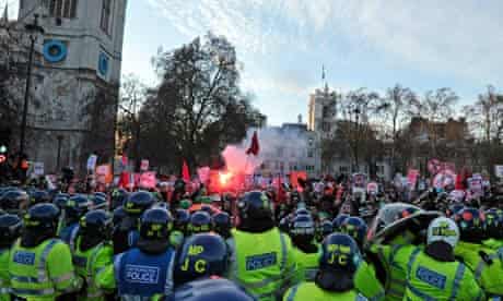 British riot police clash with student protesters