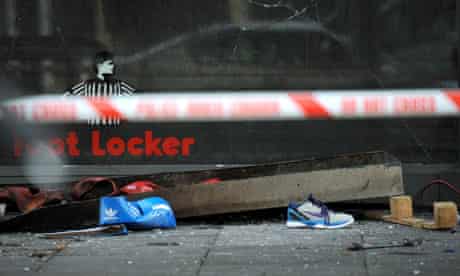 Debris outside a Foot Locker store in Brixton, south London