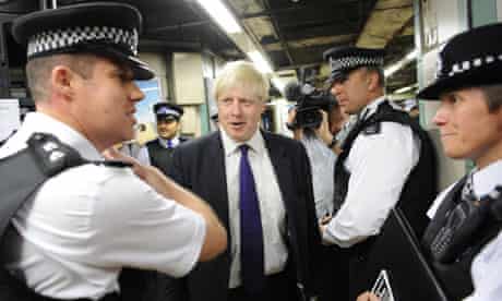 London mayor Boris Johnson chats to police officers in 2008