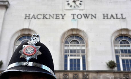 Policeman outside Hackney town hall