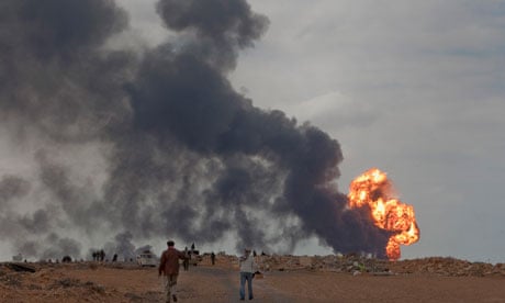 libya oil refinery burning