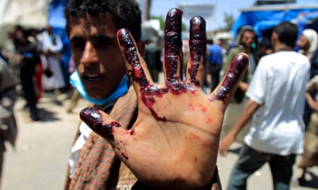 An anti-government protester in Yemen