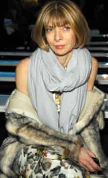 Anna Wintour in fur at Milan Fashion Week Fall/Winter 2007 - Versace - Front Row