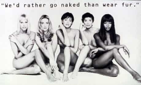 Nude Supermodels in Anti Fur Campaign Poster for Peta - 1994