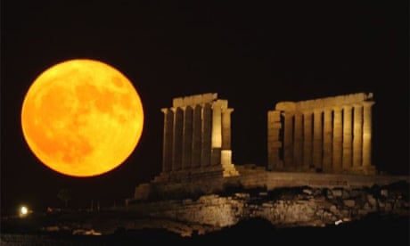 A supermoon rises in Greece
