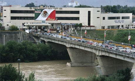 The Mexican border at Nuevo Laredo where a total of 23 bodies have been found hung from a bridge or decapitated with their heads dumped in ice boxes at city hall.