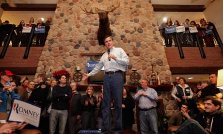 Mitt Romney addresses supporters at a campaign stop in the Stoney Creek Inn, Sioux City