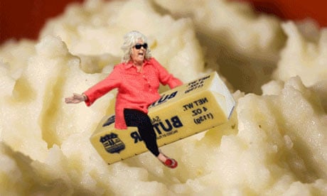 Paula Deen riding a stick of butter