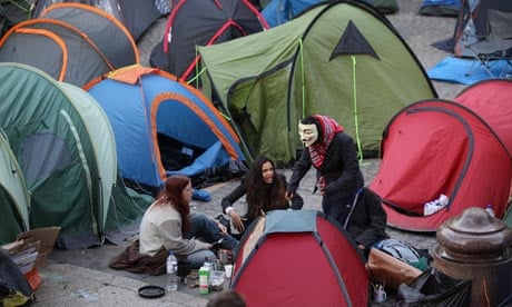 Protesters at the Occupy camp in October
