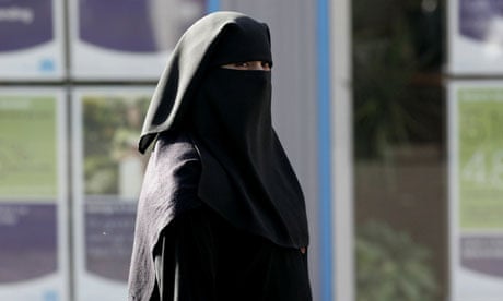 A Muslim woman wearing a veil in Blackburn