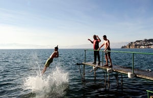 Epiphany Update: People jump for fun into icy waters during Epiphany celebrations in Ohrid