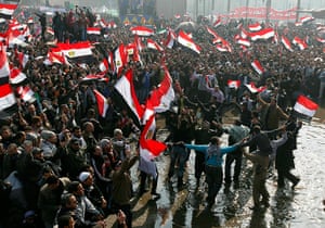 Egypt rally: Demonstrators take part in a protest 