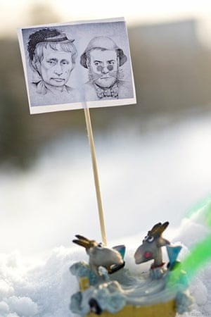 Russia toy protests: Toy figure protests in Barnaul, Russia