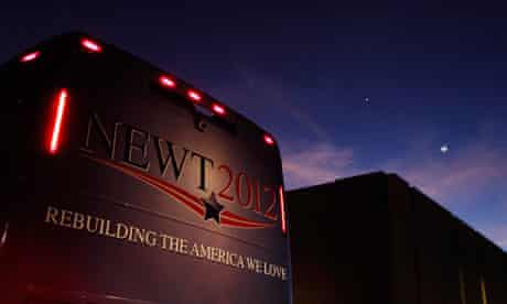 Newt Gingrich's bus during a campaign stop