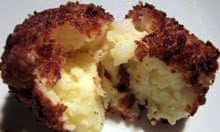 An old fashioned British potato croquette.