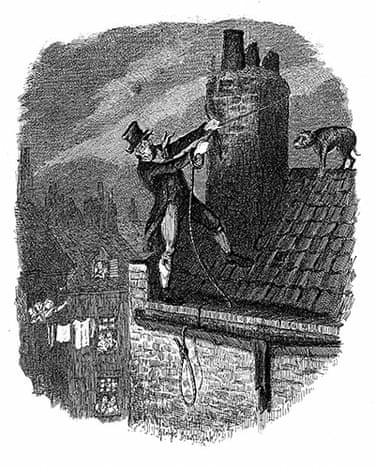 Dickens characters: Bill Sykes attempting to escape from the law