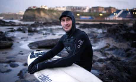 Surfer Ori Matas on Towan Beach in Newquay, Cornwall