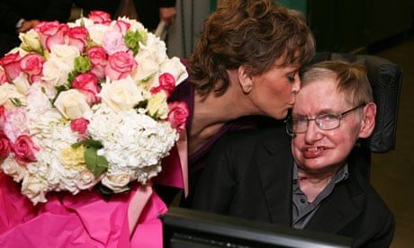 Stephen Hawking is kissed by Jane Fonda