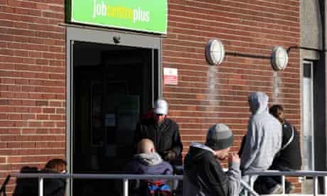 People waiting outside a Job Centre Plus