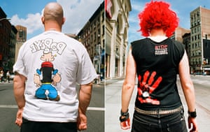 Big Picture: T-Shirts: Images on the backs of t-shirts: Popeye. Stop Violence against women