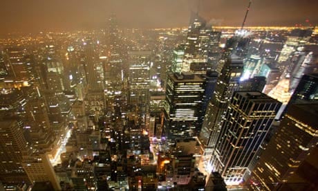 The New York skyline by night