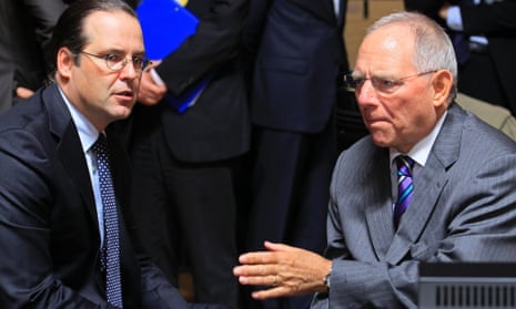 Sweden's Finance Minister Anders Borg (left) and German counterpart Wolfgang Schaeuble (right)